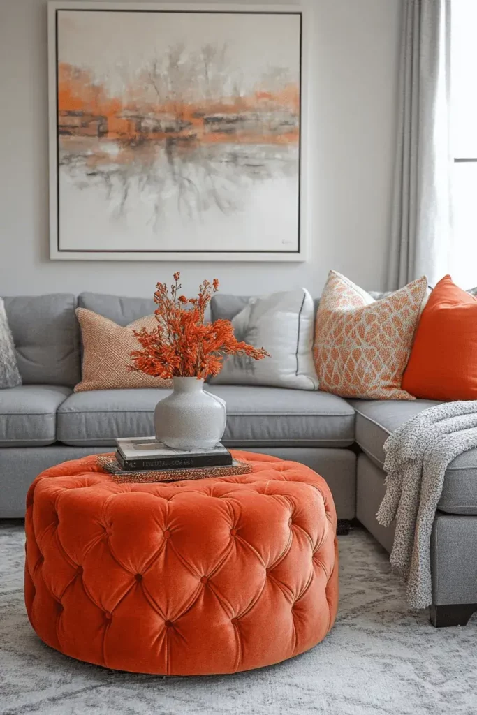 grey orange living room ideas 16