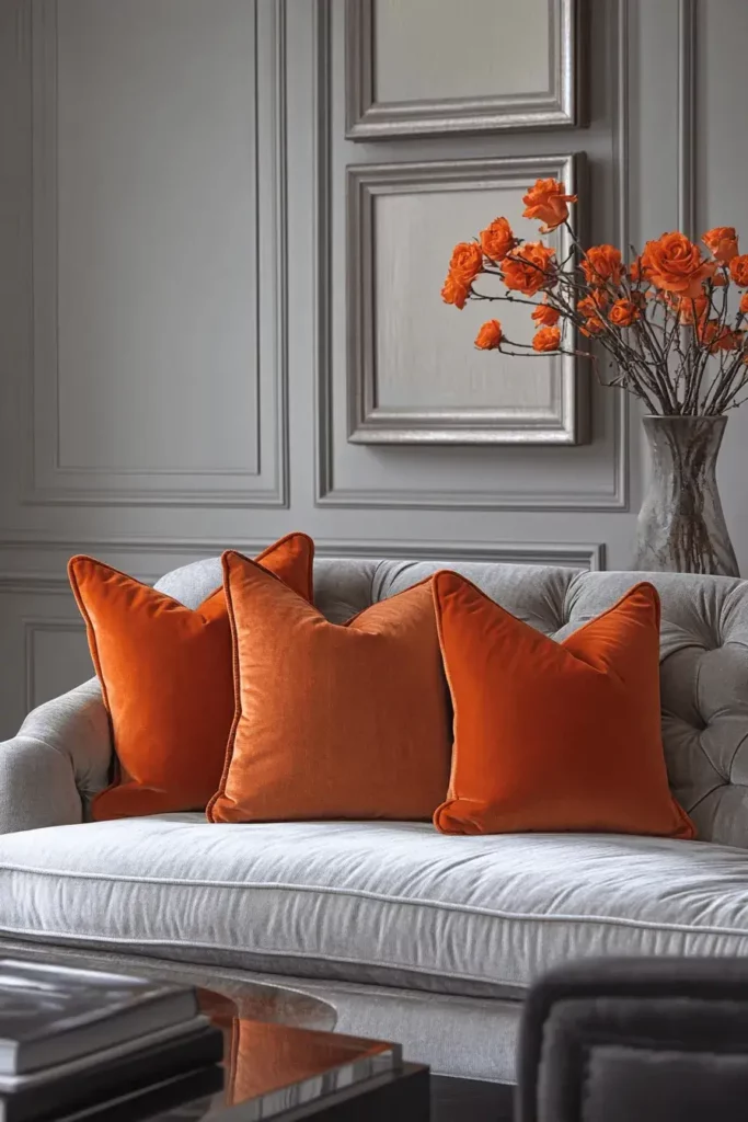 grey orange living room ideas 2