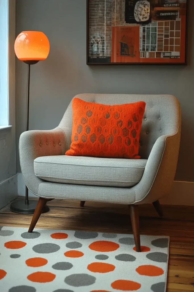 grey orange living room ideas 22