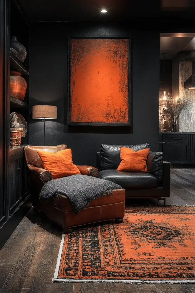 grey orange living room ideas 3