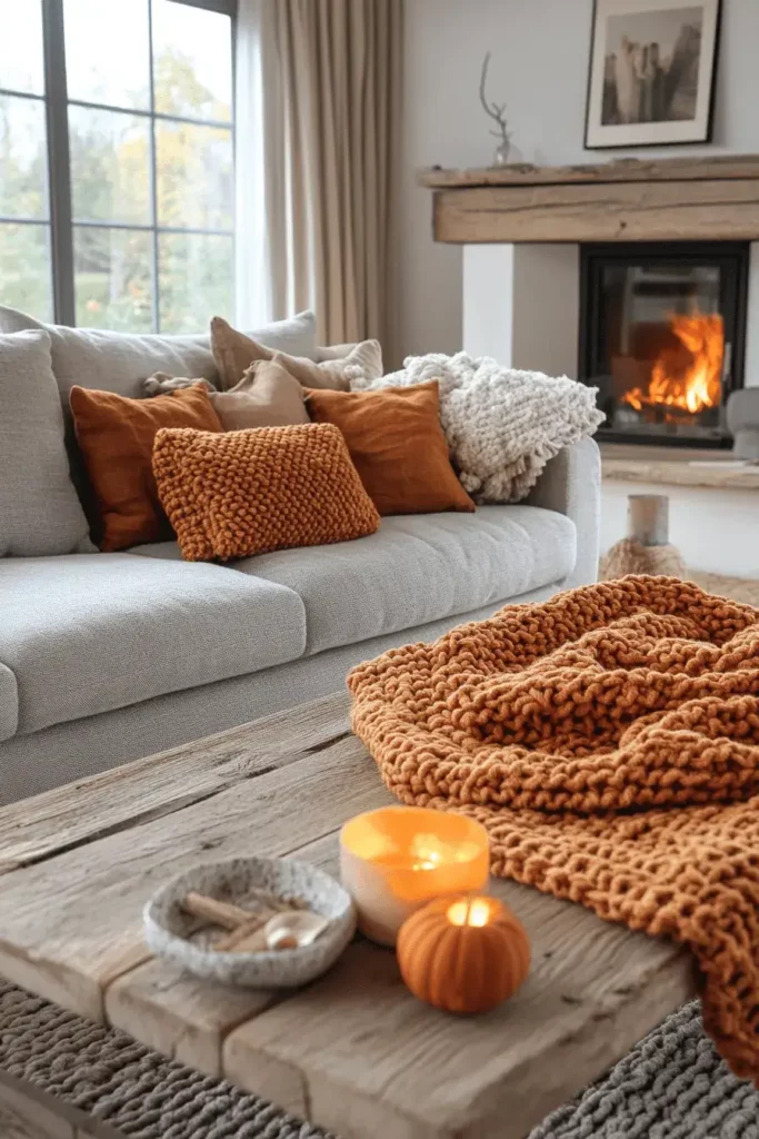 grey orange living room ideas 4