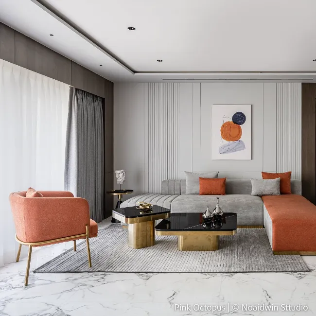 23 Grey & Orange Living Room Ideas 1