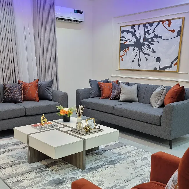 Grey & Orange Living Room Ideas 11