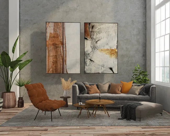 Grey & Orange Living Room Ideas 2