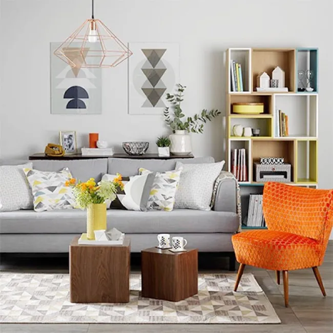 Grey & Orange Living Room Ideas 21
