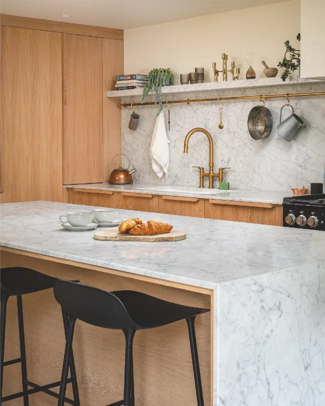 White Marble Kitchen Countertops 12