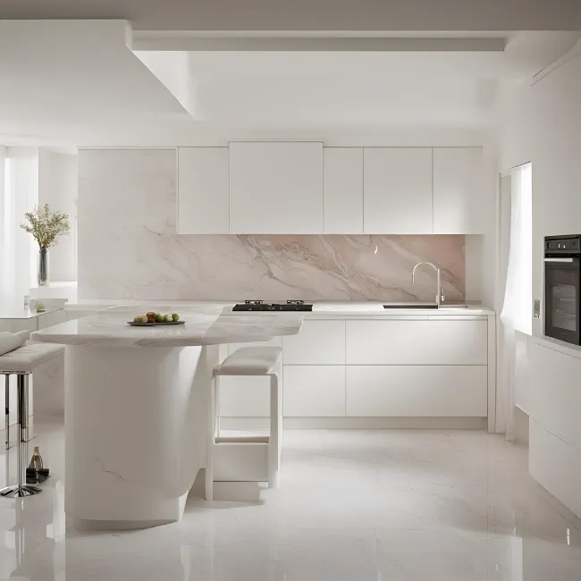 White Marble Kitchen Countertops 15