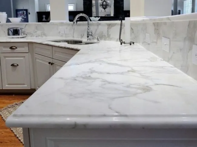 White Marble Kitchen Countertops 9