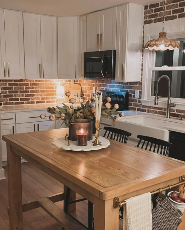 Warmth & Texture: Modern Brick Backsplash