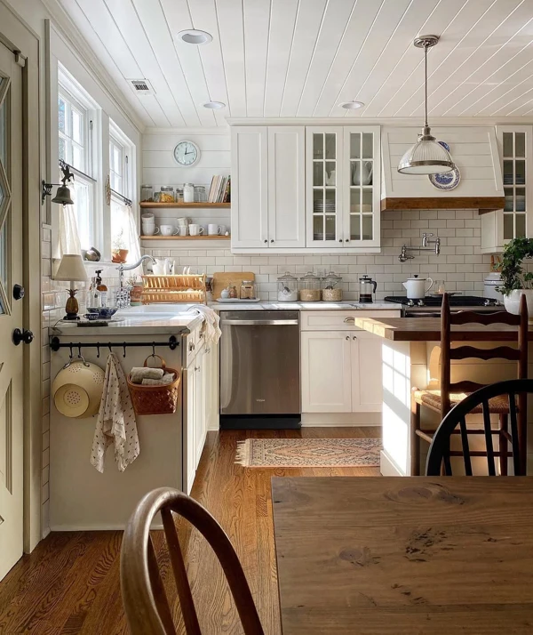 Rustic White Subway Tile Backsplash