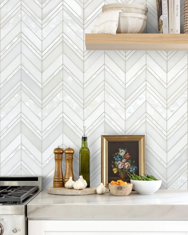 Cool Blue Herringbone Mosaic