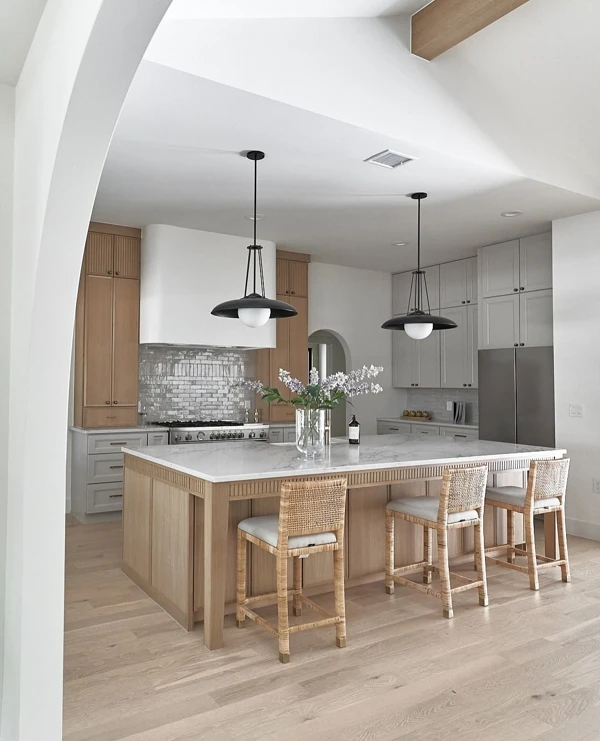 Oak Cabinets with White Countertops