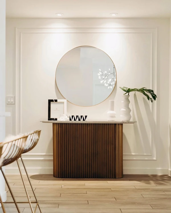 Organized Entryway Bench & Mirror