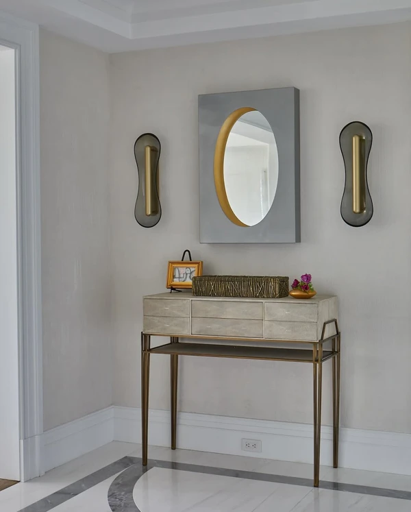 Small Apartment Entrance Idea: Floating Shelf & Mirror