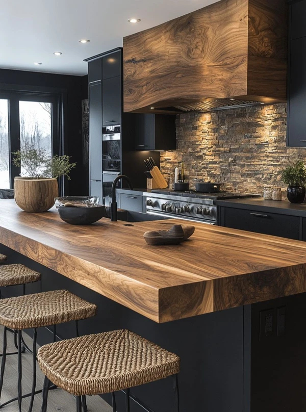 Rustic Charm with a Stone Backsplash