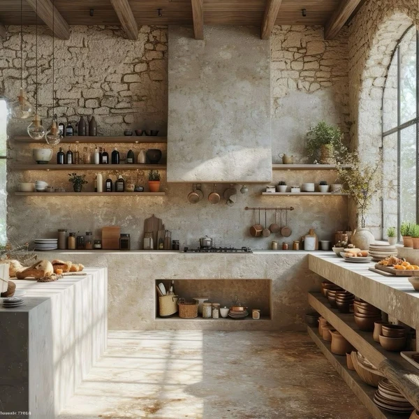 Weathered Wood Kitchen Island