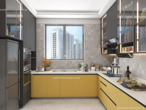 Zesty Modern: Yellow and Wood Harmony