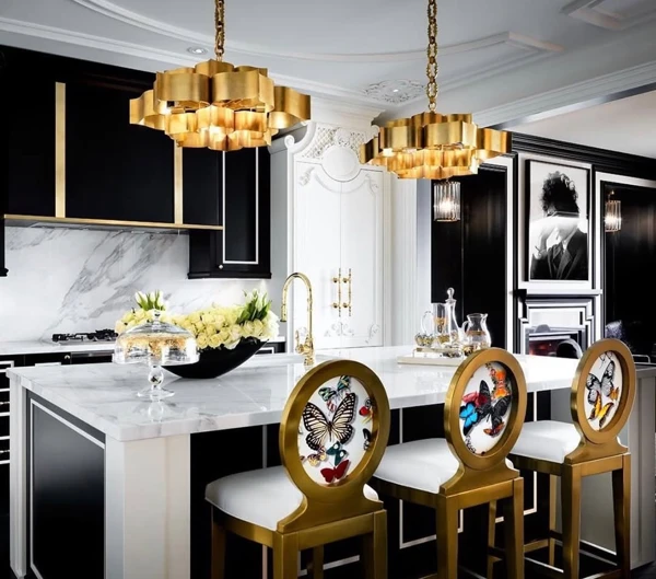 Sleek Gold & Black Kitchen Elegance