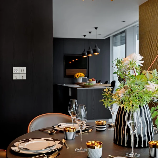 Bold Black Island with Gleaming Gold