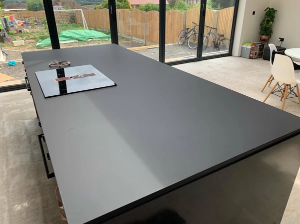 black and copper kitchen