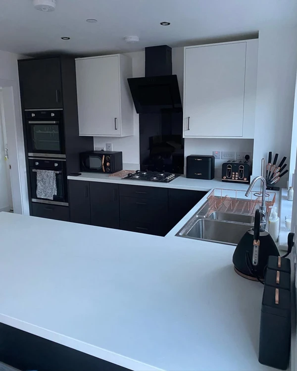 black and copper kitchen