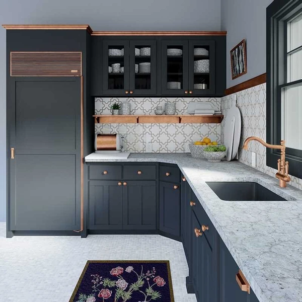 Compact Dark Kitchen Charm