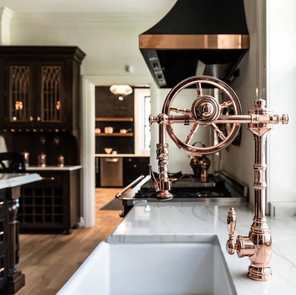 black and copper kitchen