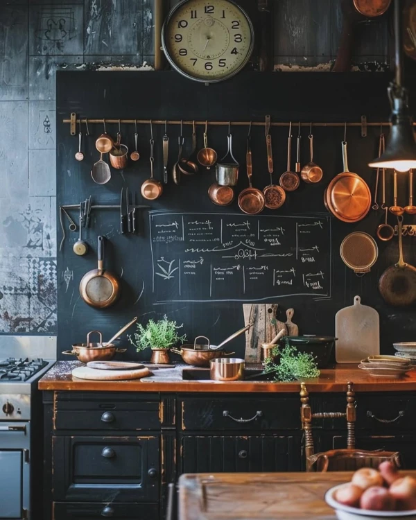 black and copper kitchen