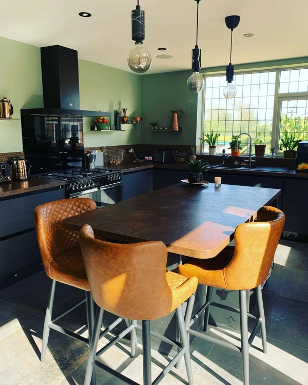 black and copper kitchen