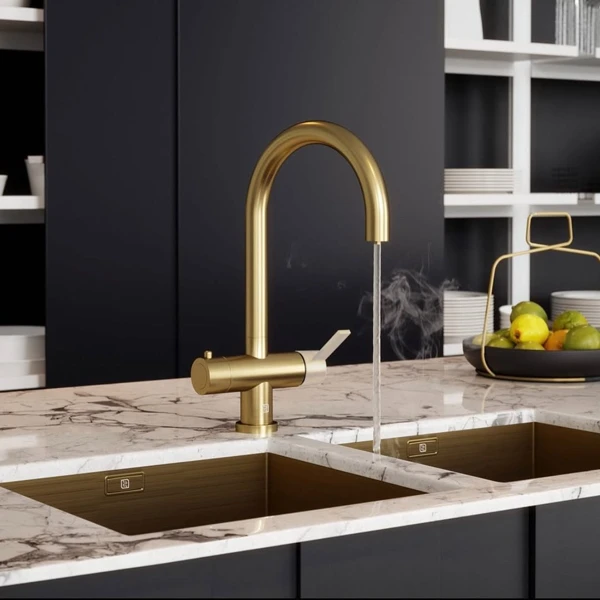 black and copper kitchen