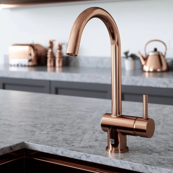 black and copper kitchen