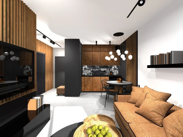 black and copper kitchen