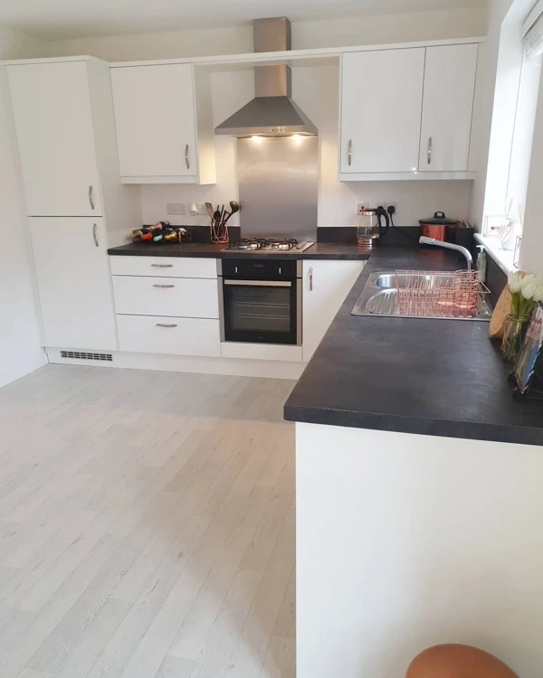 black and copper kitchen