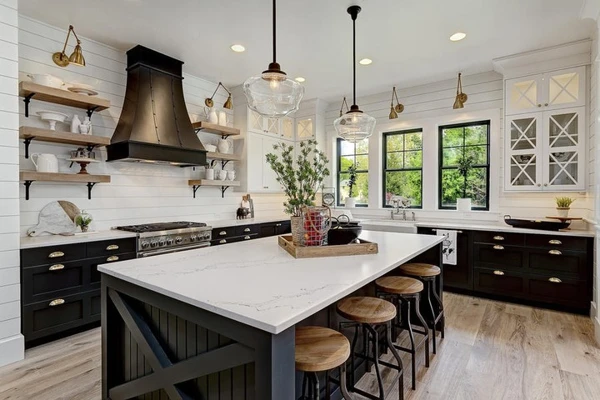 black farmhouse kitchen