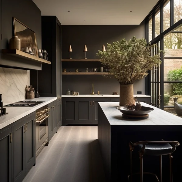 black farmhouse kitchen