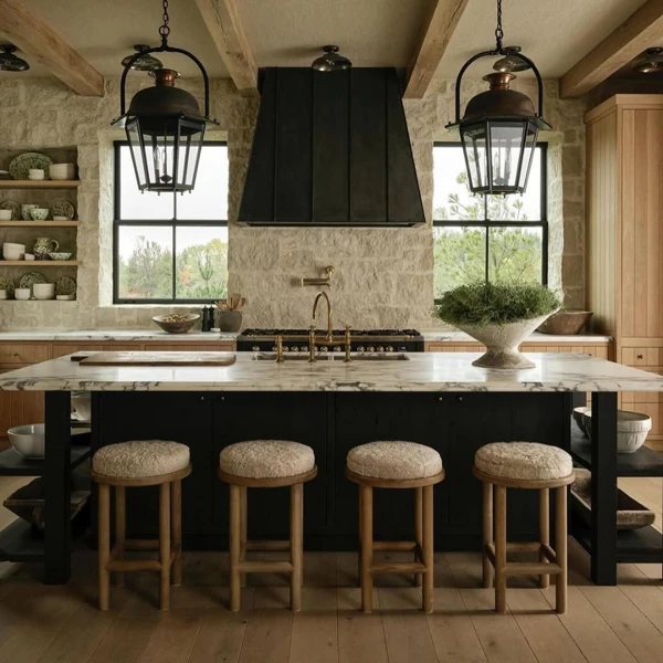 black farmhouse kitchen