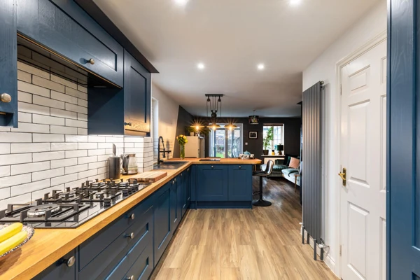 dark blue kitchen