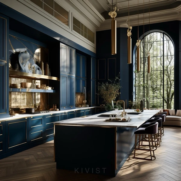 dark blue kitchen