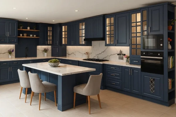 Marble and Navy Kitchen Goals