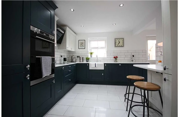dark blue kitchen