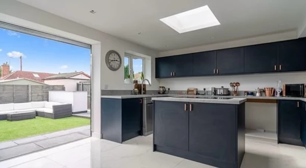 dark blue kitchen