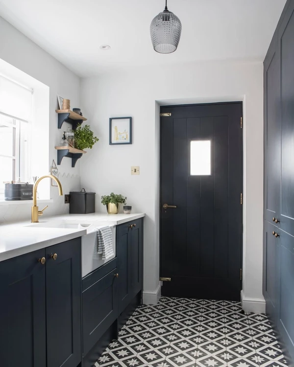 dark blue kitchen