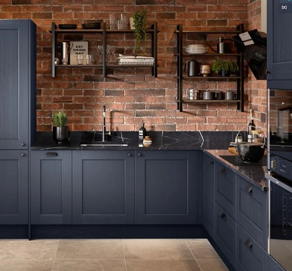 dark blue kitchen