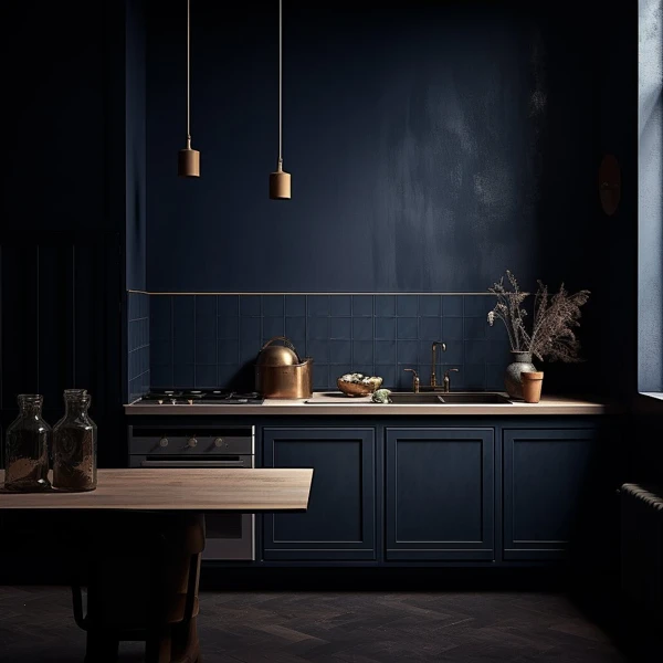 dark blue kitchen