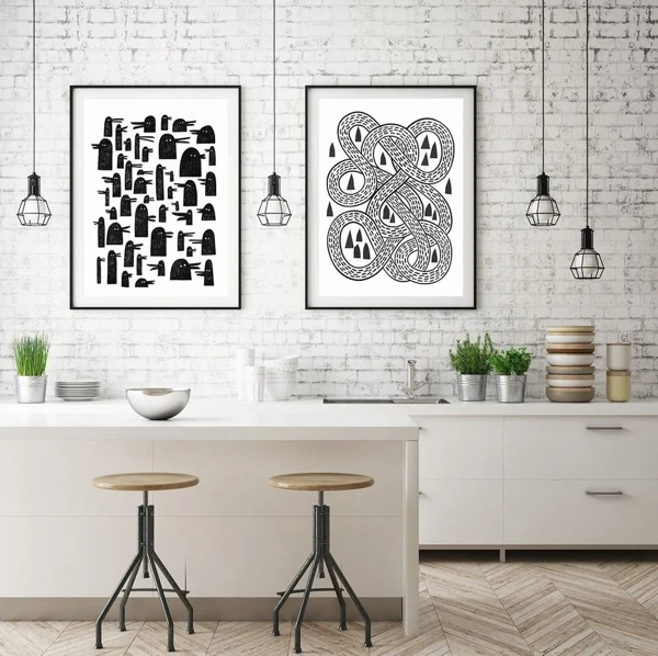 Monochrome Art Above Counter