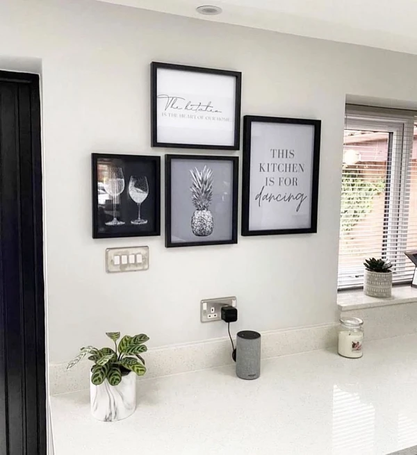 Framed Print Gallery Wall in Kitchen