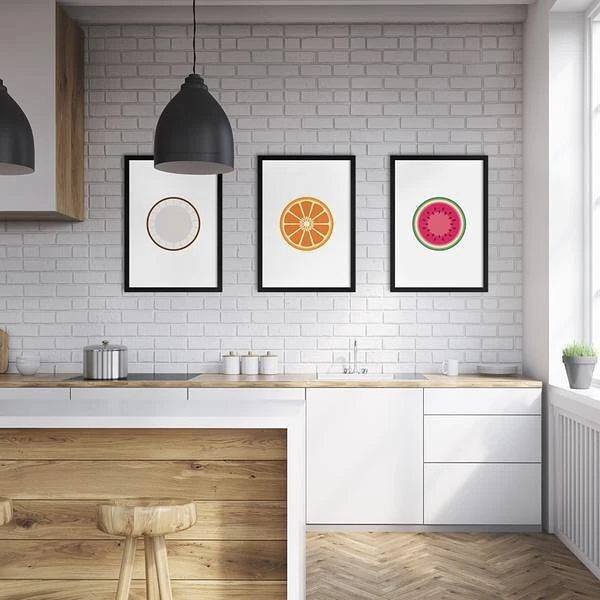 Framed Print Gallery Wall in Kitchen