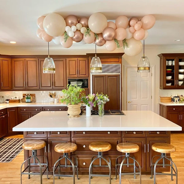 Elegant Balloon Garland Kitchen Installation