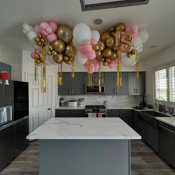 Elegant Balloon Garland Above Island