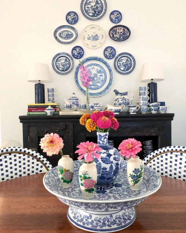 Blue and White Plate Display